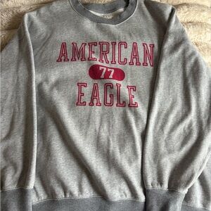 American Eagle Outfitters Gray and Red Crewneck Sweater